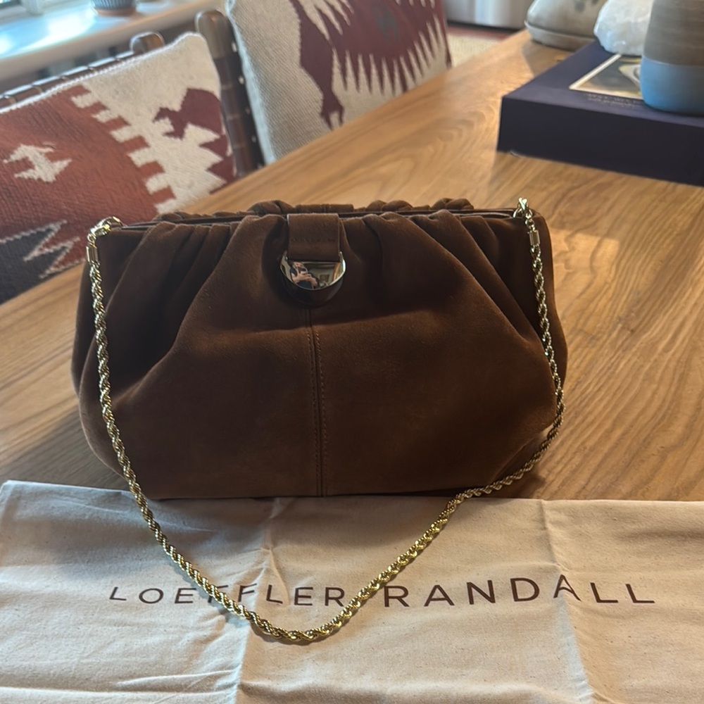 Loeffler Randall Analeigh Cacao Suede Gathered Clutch